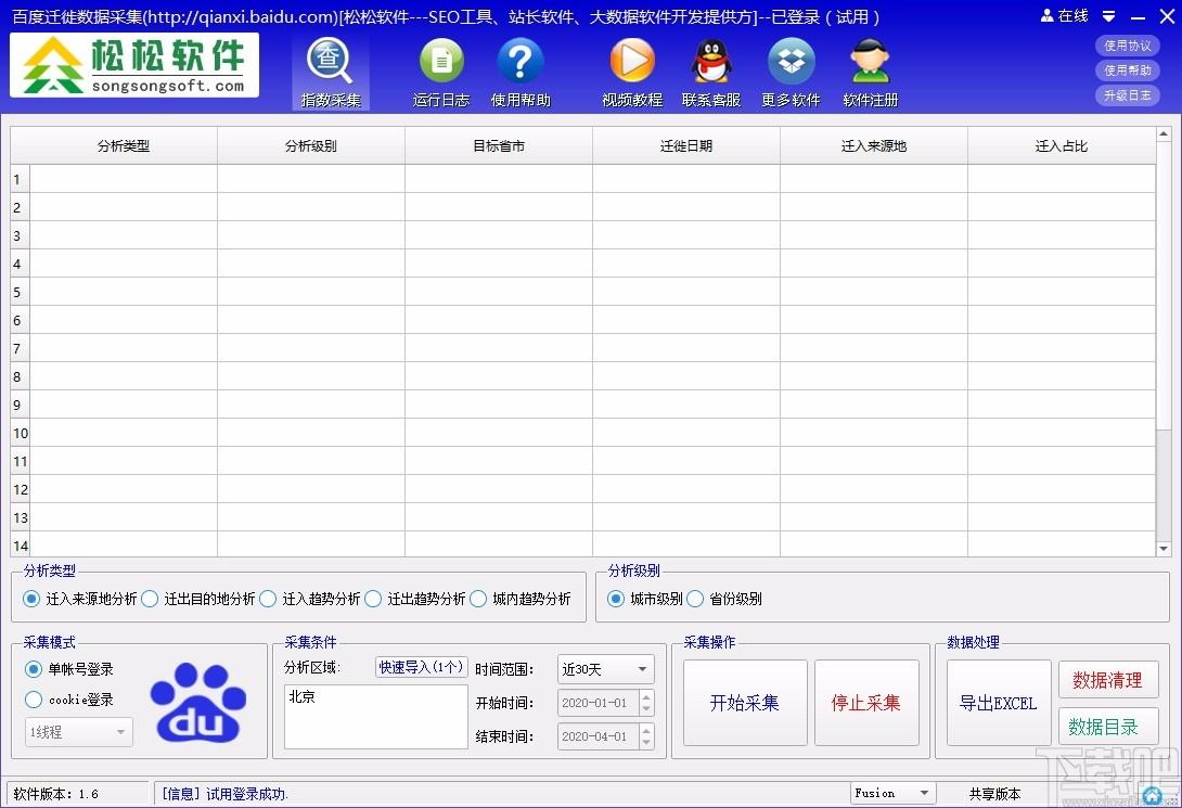 百度迁徙数据采集工具,百度迁徙数据采集软件,指数采集